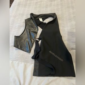 BNG women’s asymmetrical leather and textile vest.